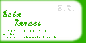 bela karacs business card