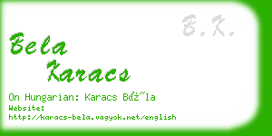 bela karacs business card